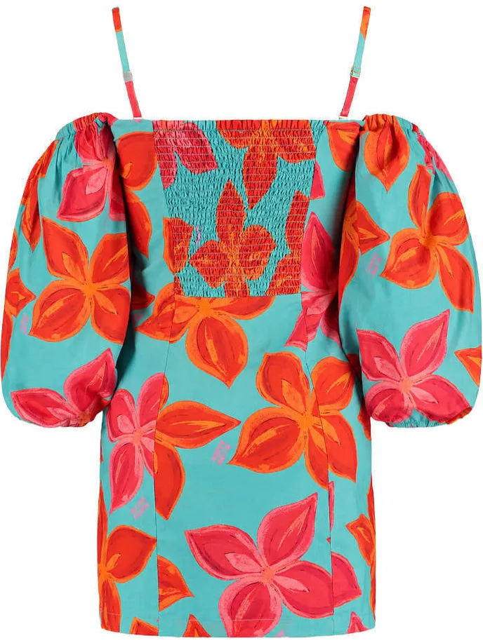 Harper & Yve gebloemde off shoulder jurk blauw, foto 3
