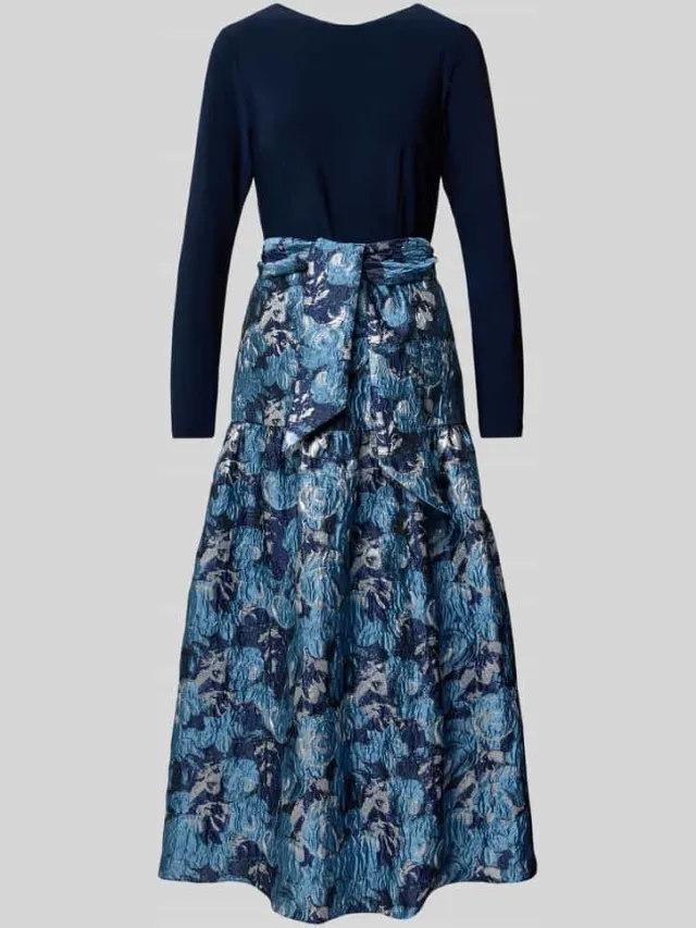 Adrianna Papell Avondjurk in 2-in-1-look met strikceintuur zwart, foto 2