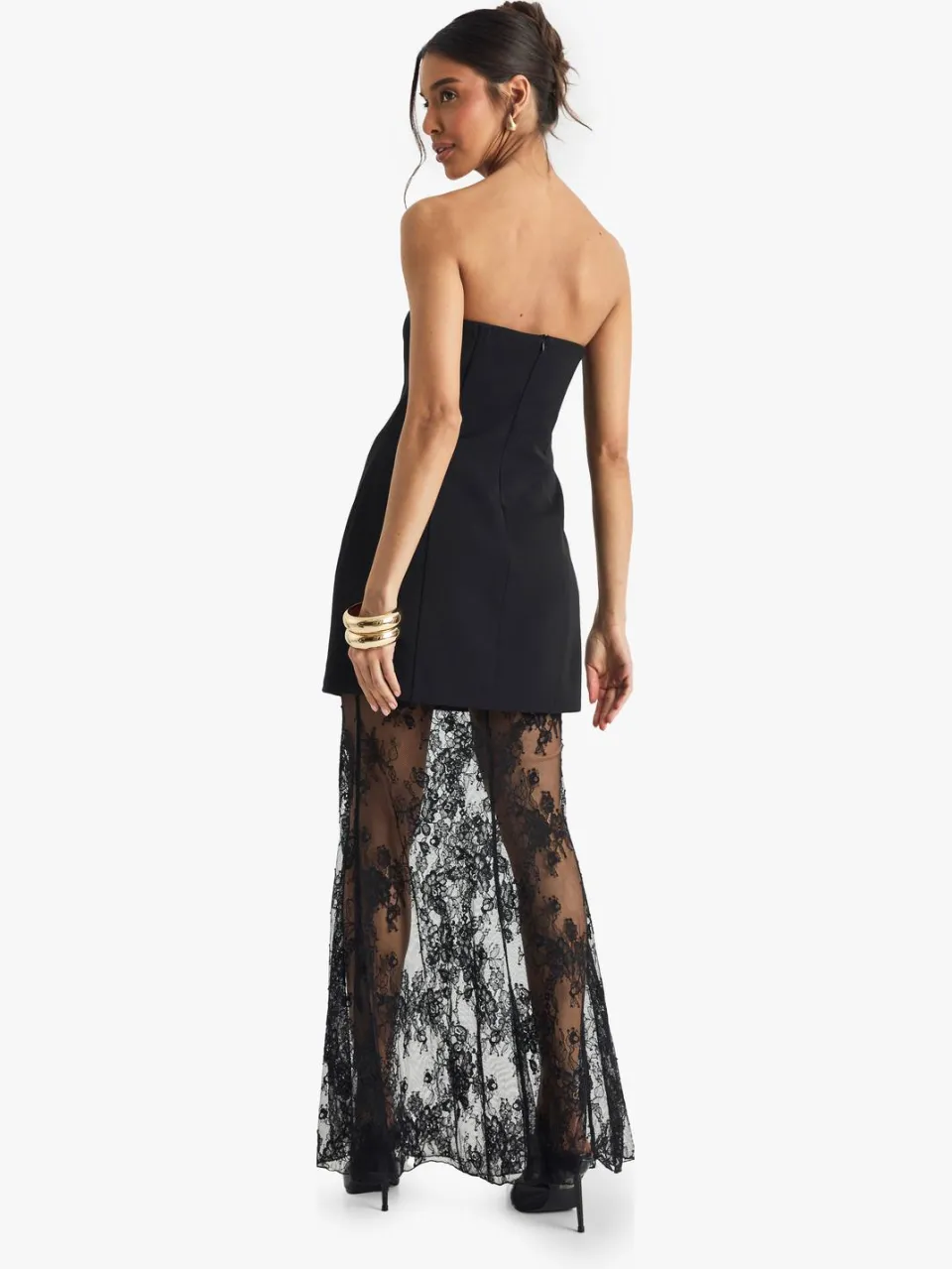 boohoo Dames Premium Gestructureerde Kanten Maxi-Jurk zwart, foto 2
