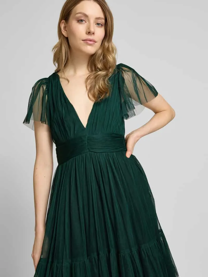 Lace & Beads Cocktailjurk in laagjeslook donkergroen, foto 4