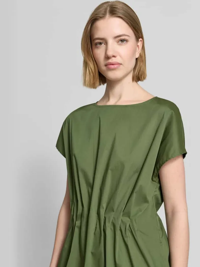 Christian Berg Woman Selection Midijurk met ronde hals en draperieën olijfgroen, foto 4