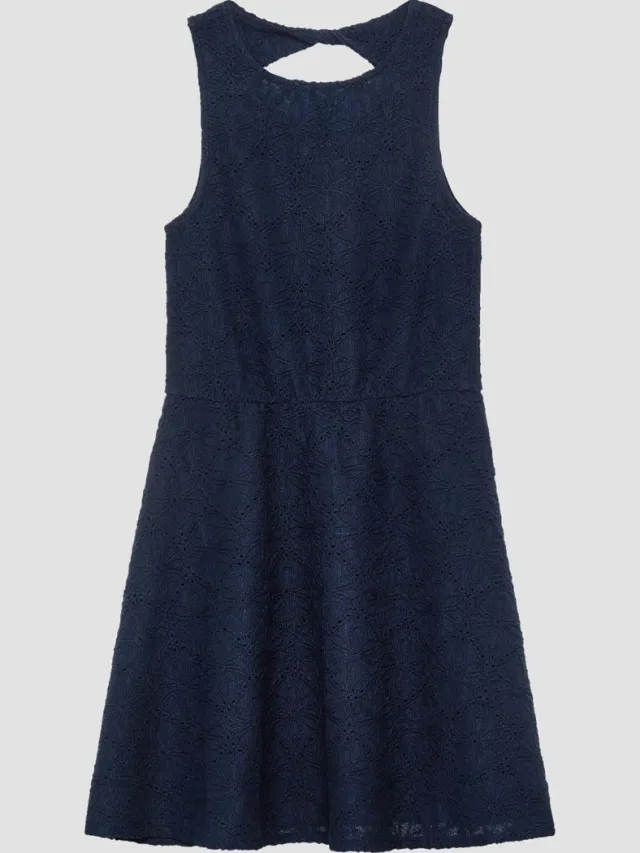 S.Oliver female - Gestructureerde jurk met uitsnijding aan de achterkant navy