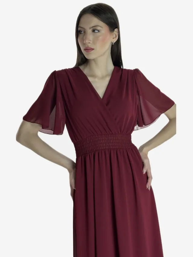 Elara Sommer-Maxikleid mit V-Ausschnitt Winerot