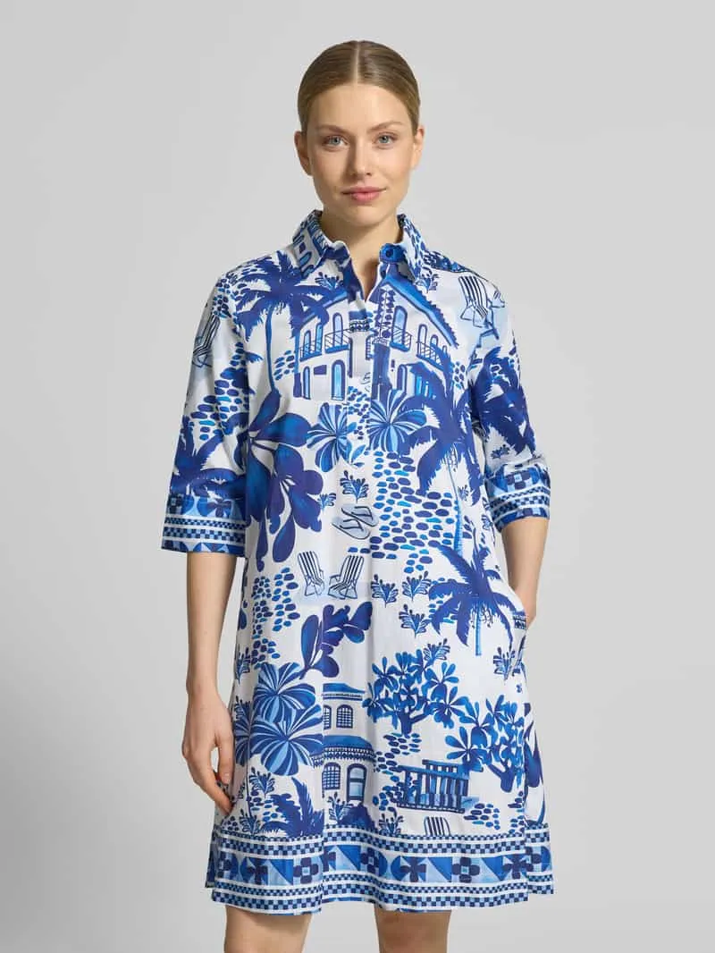 Christian Berg Woman relaxed fit klein in knielengte met all-over motiefprint donkerblauw, foto 4