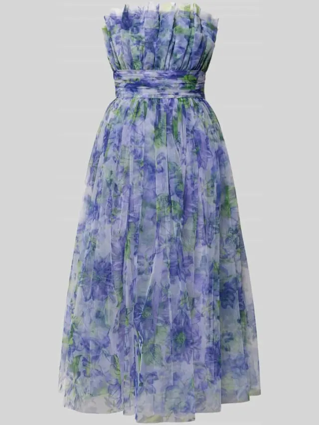 Lace & Beads regular fit midi-jurk met all-over bloemenmotief helder paars, foto 2