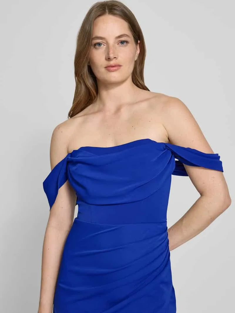 Lipsy Knielange cocktailjurk met plooien opzij blauw, foto 5