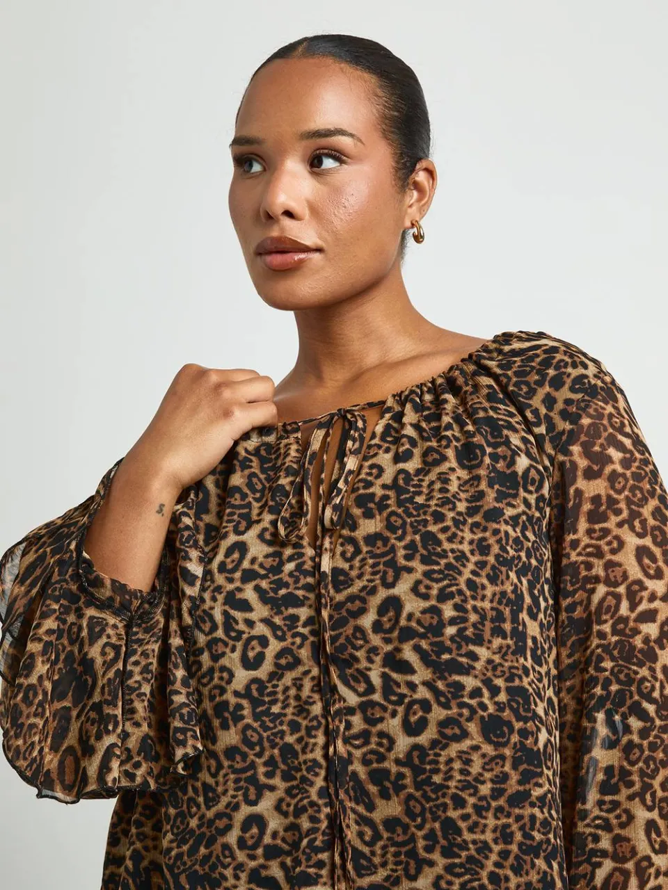 boohoo Dames Plus Luipaard Chiffon Smock Jurk luipaardprint, foto 4