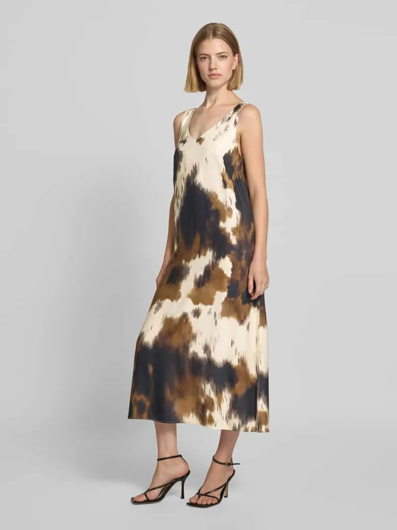 Smith and Soul midi-jurk van viscose in all-over look lichtbruin, foto 4