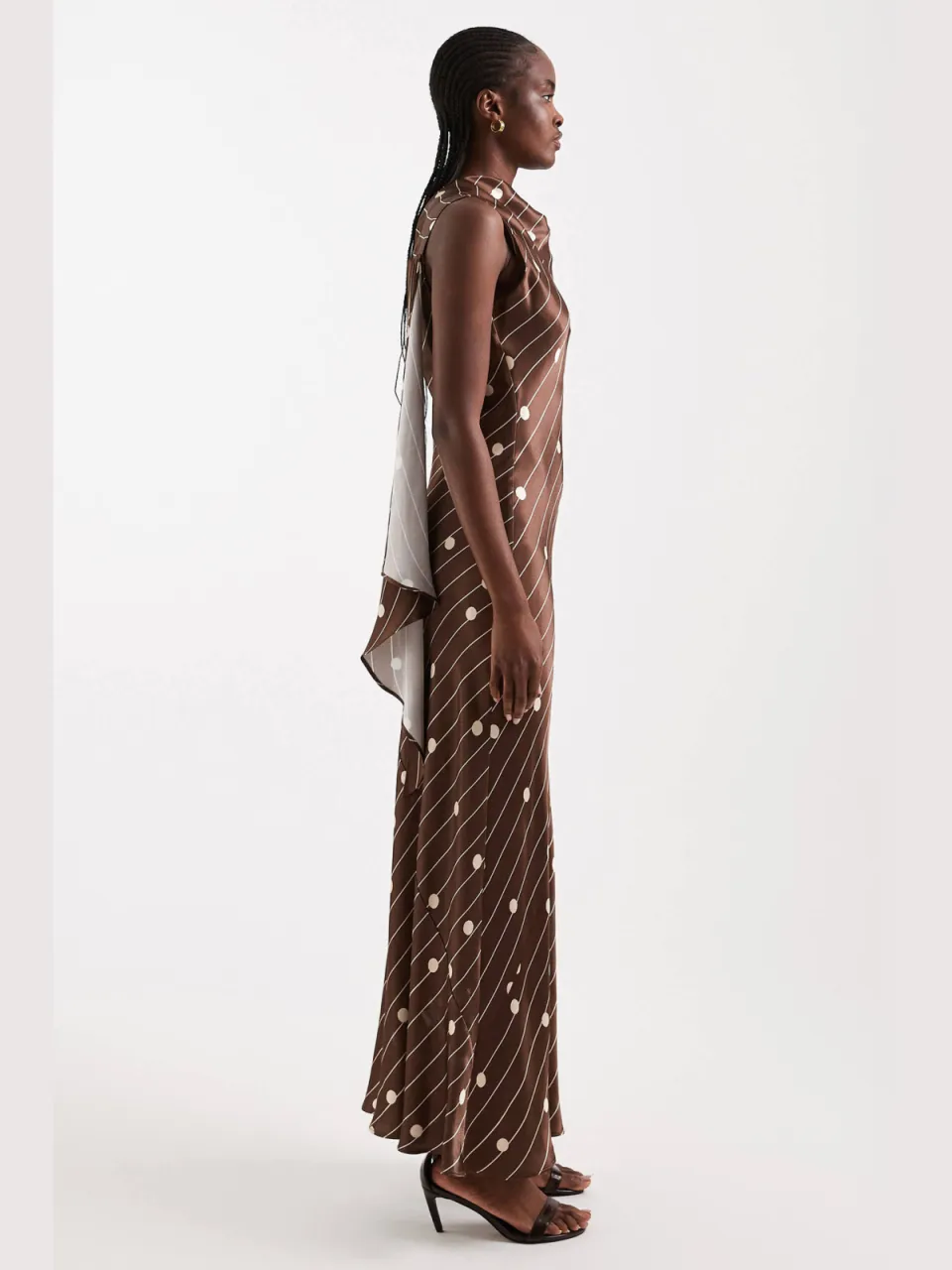 Topshop gestreepte maxi jurk met stippen - donkerbruin, foto 3
