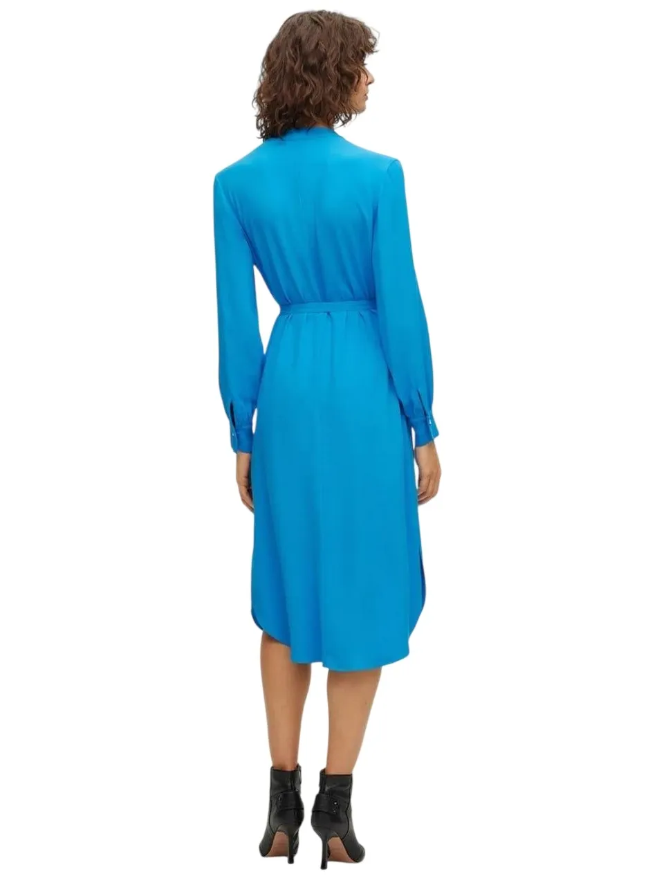 Boss Dibanorah midi-shirtjurk met V-hals en lange mouwen voor dames (Helder Blauw)