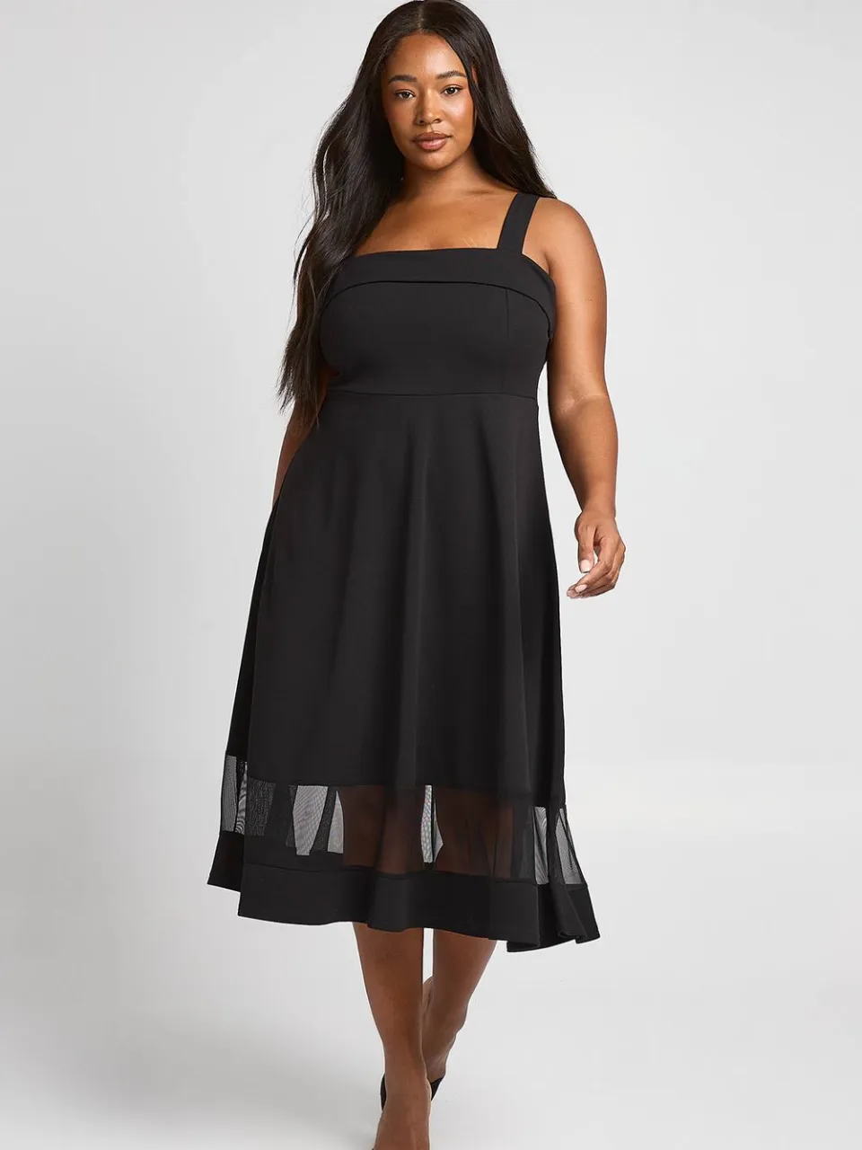boohoo Dames Plus Vierkante Hals Skater Jurk zwart, foto 3