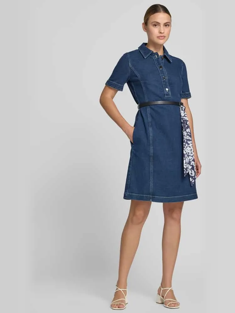 Marc Cain Knie-lange denimjurk met riem Jeansblauw