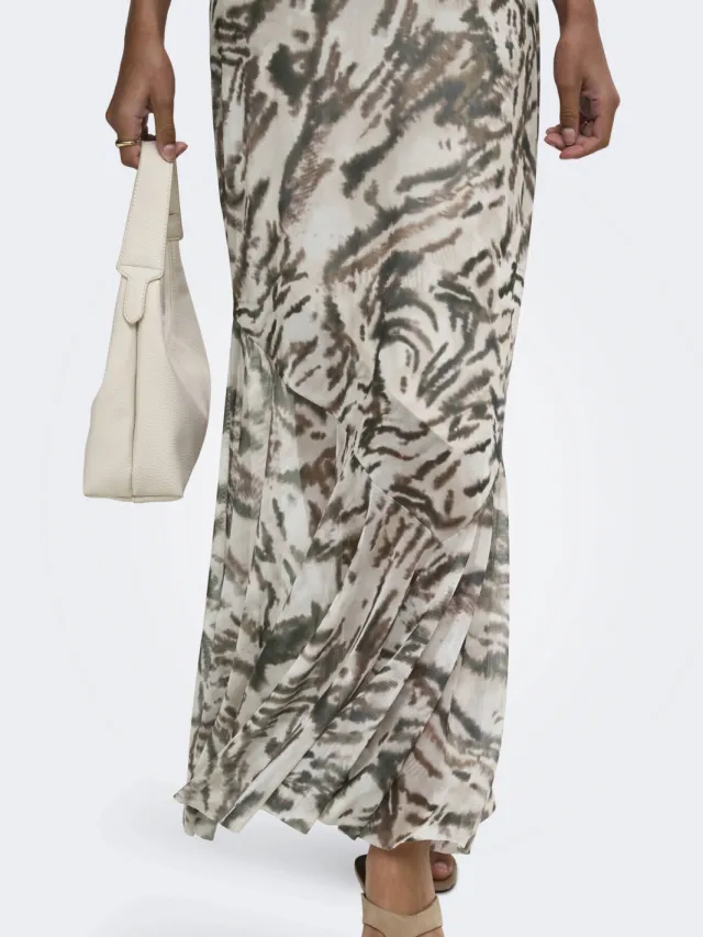 JDY maxi jurk met print - ecru Ecru/taupe