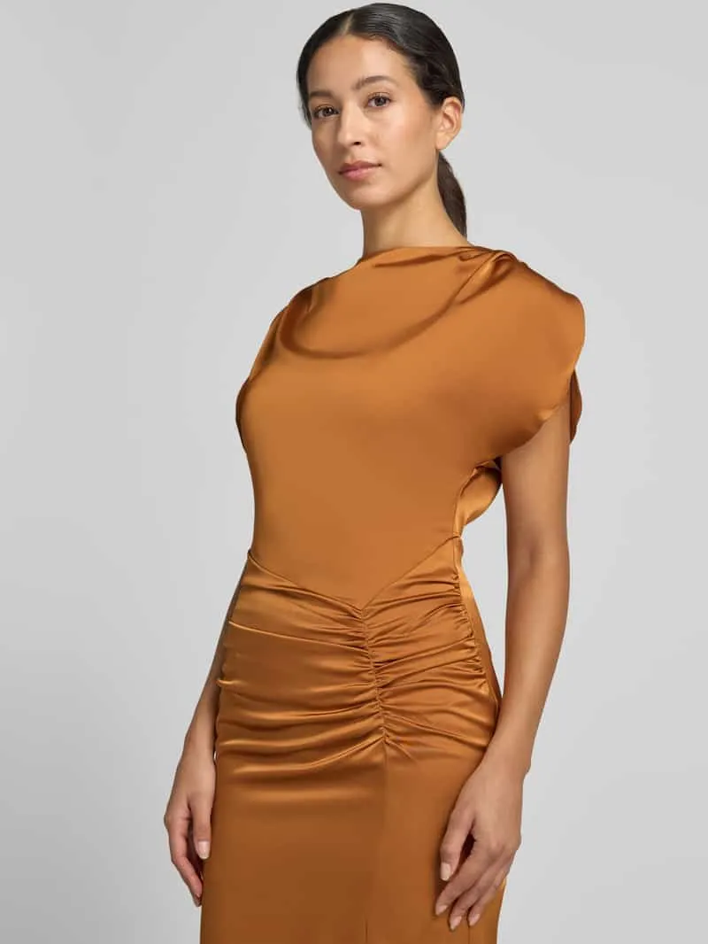 Lipsy Maxi-jurk van satijn met plooien terracotta, foto 4