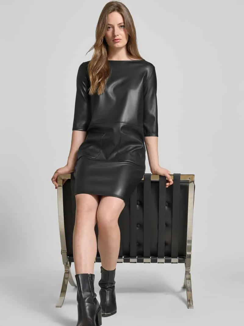 Max Mara Smalle jurk in kunstleerlook zwart, foto 3