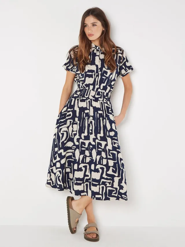 Apricot Geo Grecian-shirt midi-jurk Marine