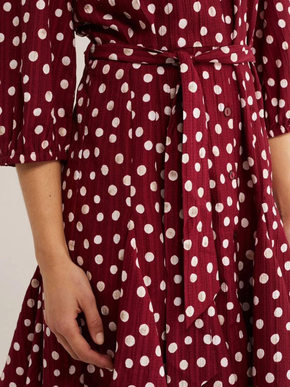 WE Fashion blousejurk met ceintuur en stippen - rood, foto 4