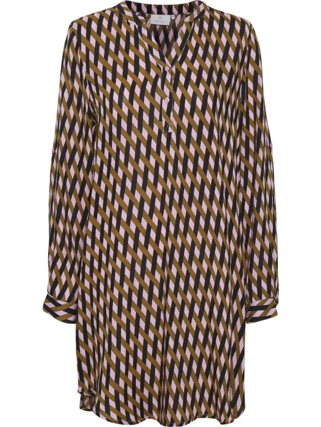 Kaffe KAmarana Shirt Dress Dames Jurk Candy Pink/Thrush Braid Print