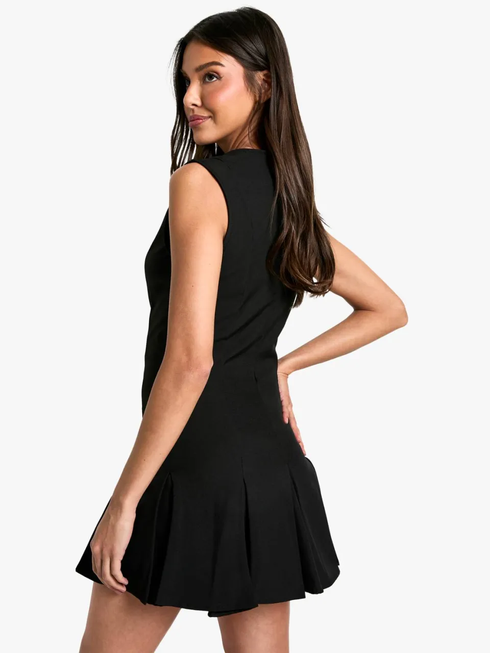 boohoo Dames Box Pleat Tailored Mini Dress zwart, foto 2