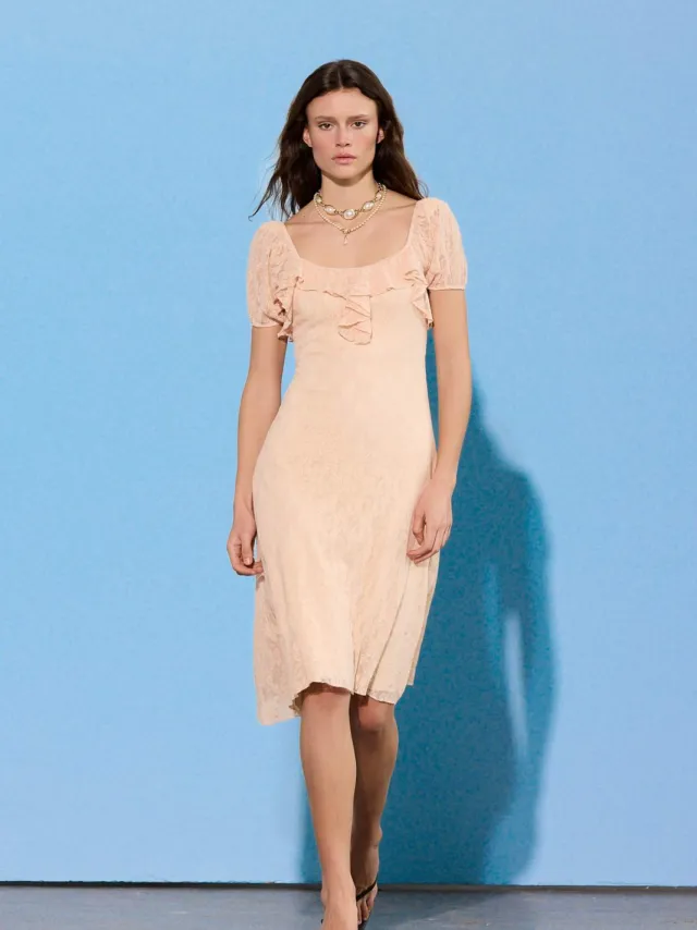 Trendyol TRENDYOLMİLLA Dames Roze Effen Midi Kort A-lijn Jurken