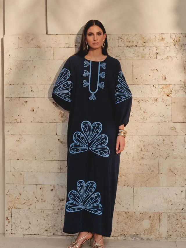 Trendyol Modest Dames Blauw Etnisch patroon Maxi Lang Casual Recht Modest Jurken, foto 2
