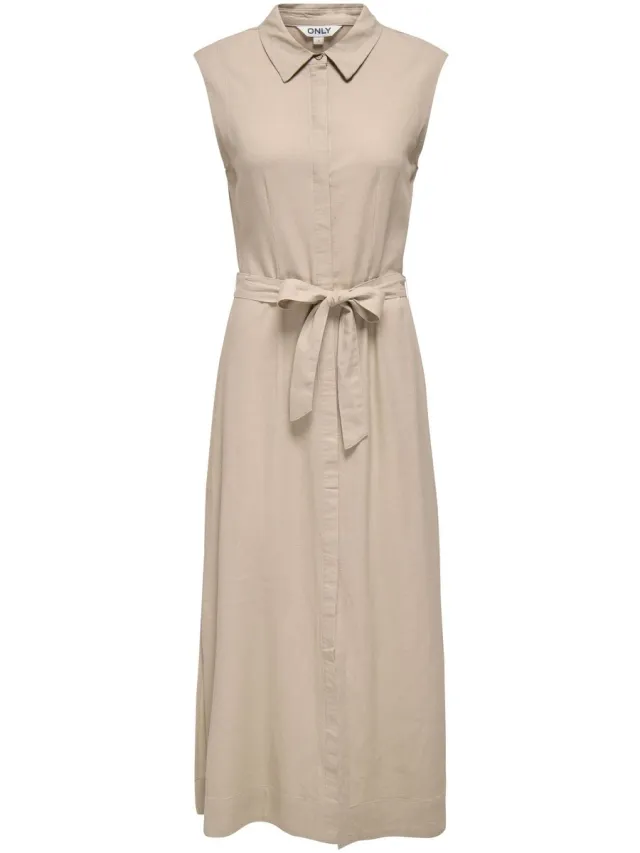 Only ONLGOA SL LINEN BL SHIRT DRESS CC PNT - Meisjes - Maxi jurken Oxford Tan