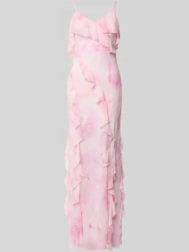 Jake*s Cocktail maxi-jurk met ruches roze gemêleerd, foto 2