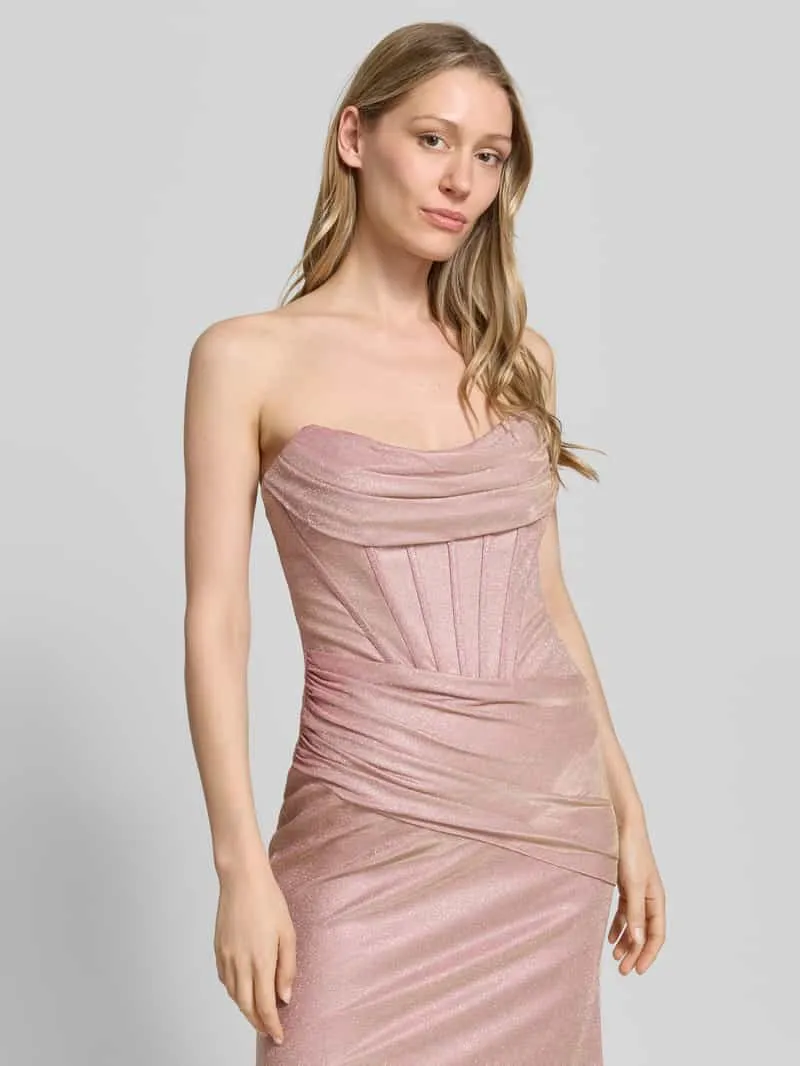 Unique Maxi-jurk in off-shoulder-look met draperieën rosé, foto 4