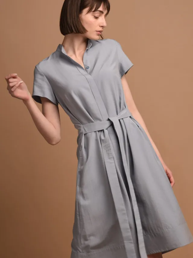 AYANI dames vegan Blousejurk Melanie Lichtblauw