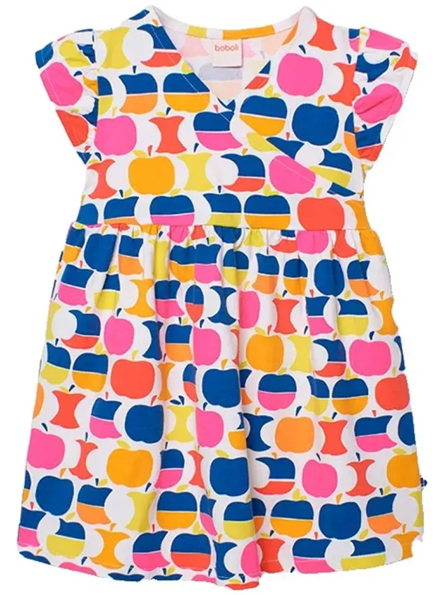 boboli 343066 Mouwloze Jurk Veelkleurig 24 Months Meisje Apple Print