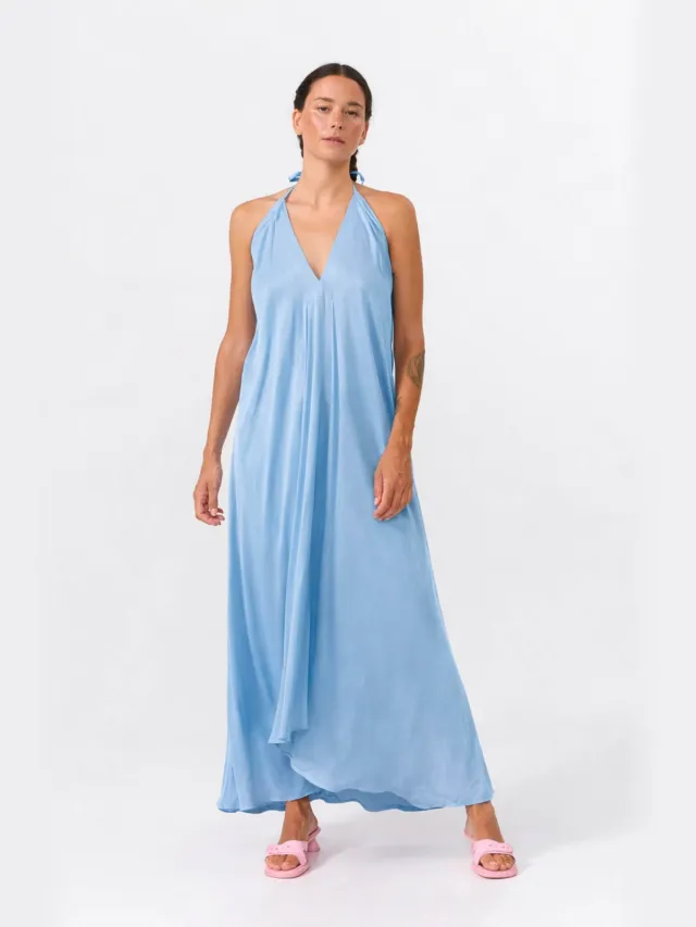 SUITE13LAB dames vegan Jurk Mp Long Lichtblauw