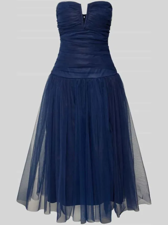 Lace & Beads Knielange cocktailjurk met V-hals marineblauw, foto 2