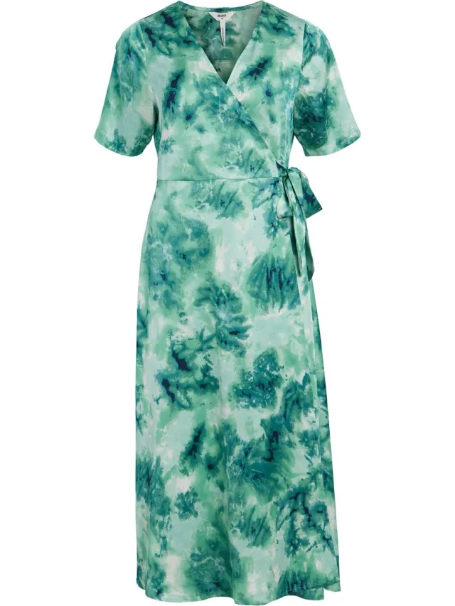 OBJECT COLLECTORS ITEM Object Jurk Objsumai Elin S/s Wrap Dress A Div 23041346 Fern Green/graphical Dames Maat - 40