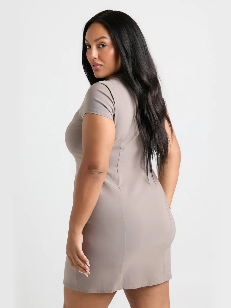 boohoo Dames Plus Goud Button Down Shift Jurk, foto 3