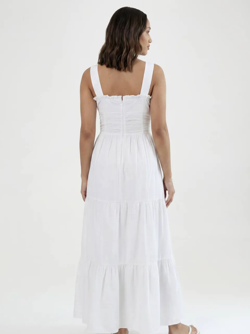 boohoo Dames Zwangerschaps Geplooide Poplin Maxi Jurk wit, foto 2