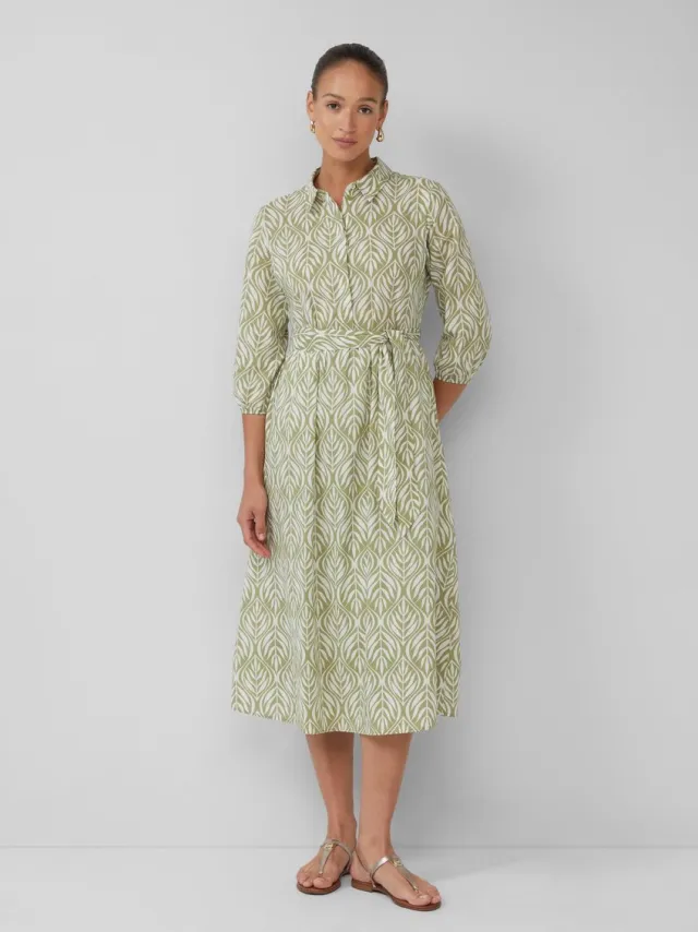 S.Oliver female - Overhemdjurk in midilengte met print all-over lichtolijfgroen