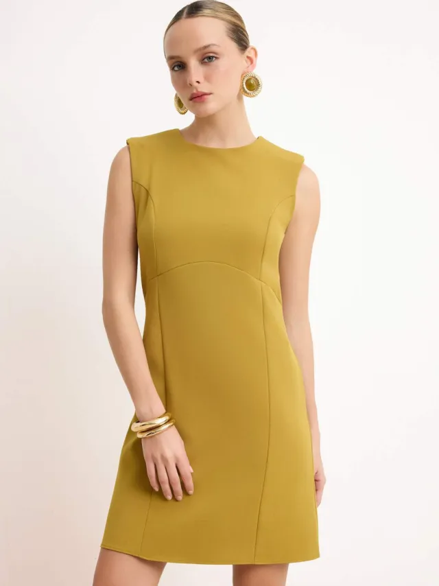 Trendyol TRENDYOLMİLLA Dames Groen Effen Kort / Mini Mouwloos A-lijn Jurken