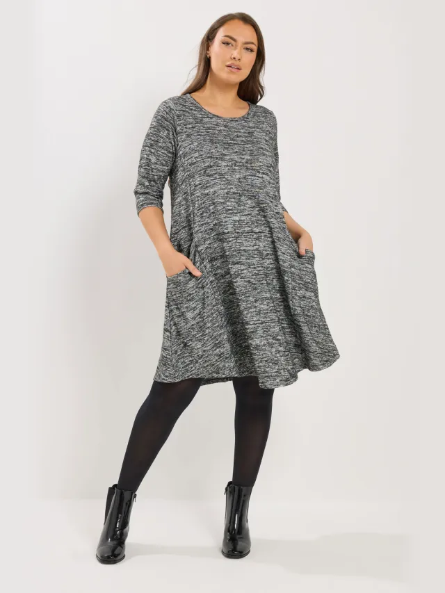 Yours Grijze Gedrapeerde Jurk Met Zakken Grey