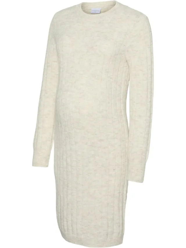 Mamalicious MLBRENDA L/S ABK KNIT DRESS BF - Dames - Mini jurken Birch