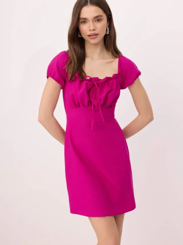 Trendyol TRENDYOLMİLLA Dames Roze Effen Kort / Mini Kort Avond / Dagelijks A-lijn Jurken Fuchsia
