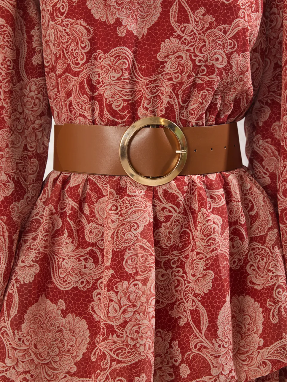 Trendyol Modest Dames Bruin Bloemen Maxi Lang Casual Skater Modest Jurken, foto 2