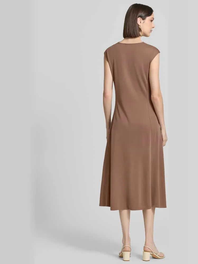 Max Mara regular fit midi-jurk met cascadehals model 'Vetusta' hazelnoot, foto 2