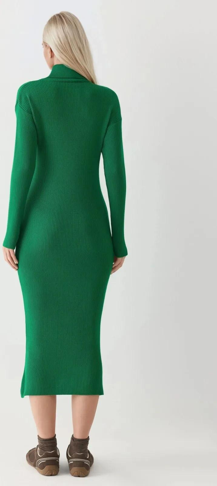 MyFashion Geribbelde Turtleneck Bodycon Gebreide Jurk groen, foto 2