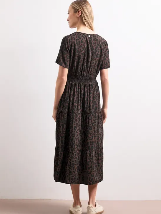 Street One Midi-jurk met print en smokdetail bruin, foto 2