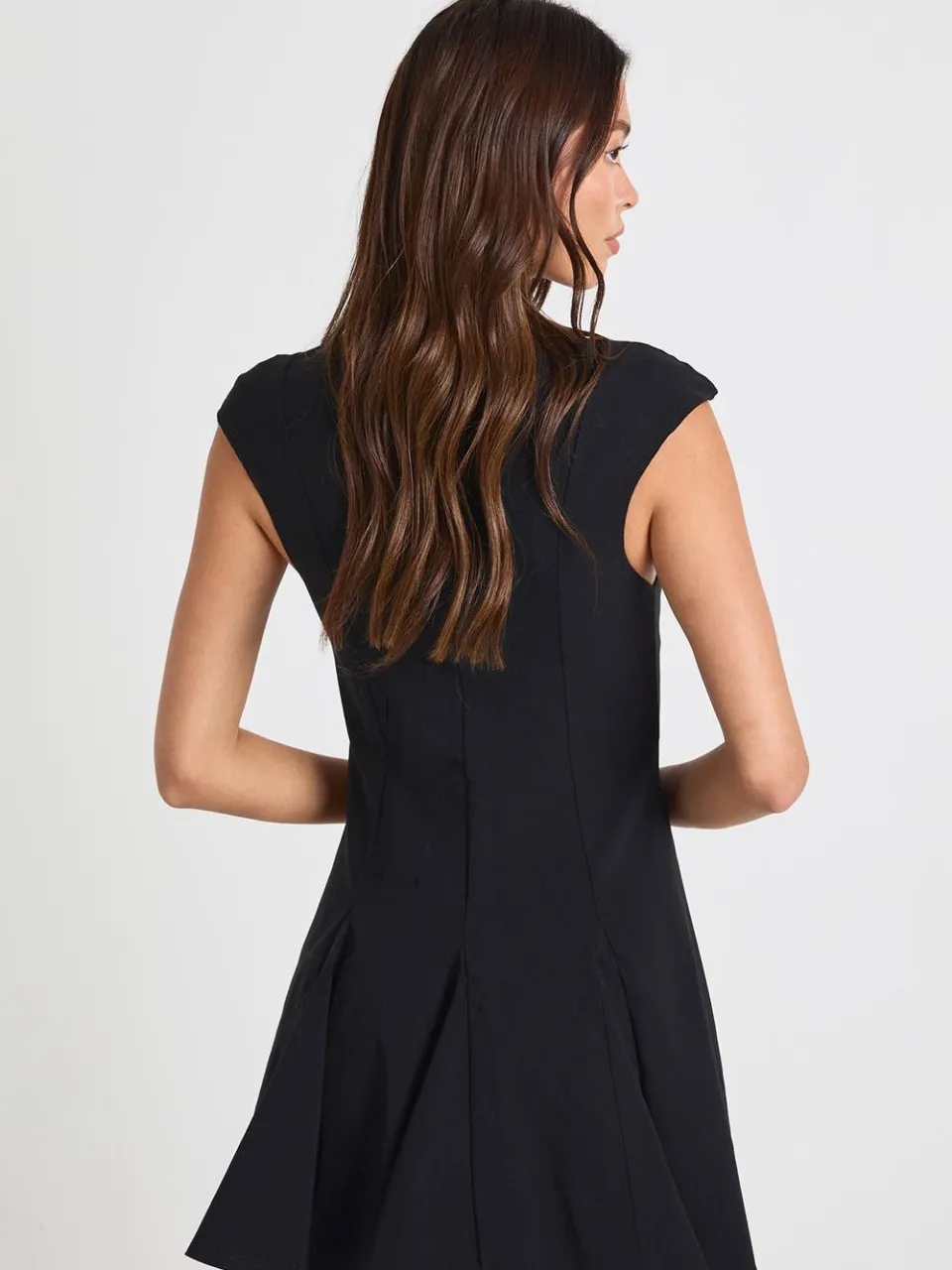 boohoo Dames Bengaline skaterjurk met boezemstrik zwart, foto 3