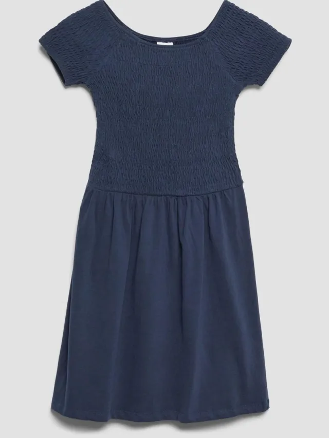 S.Oliver female - Off-shoulder jurk met smock detail navy