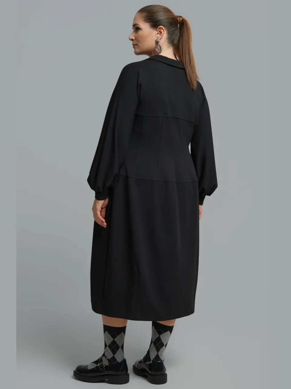Mat Fashion Plus-lijn midi jurk - zwart, foto 5