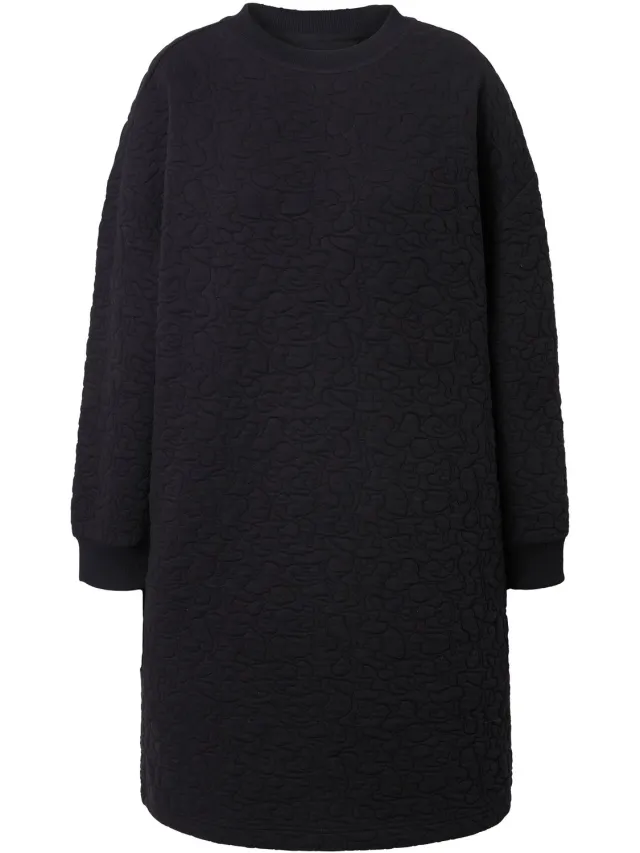 Studio Untold Dames - Sweat mini-jurk oversized LEO-stiksel - Zwart - Maat 42+