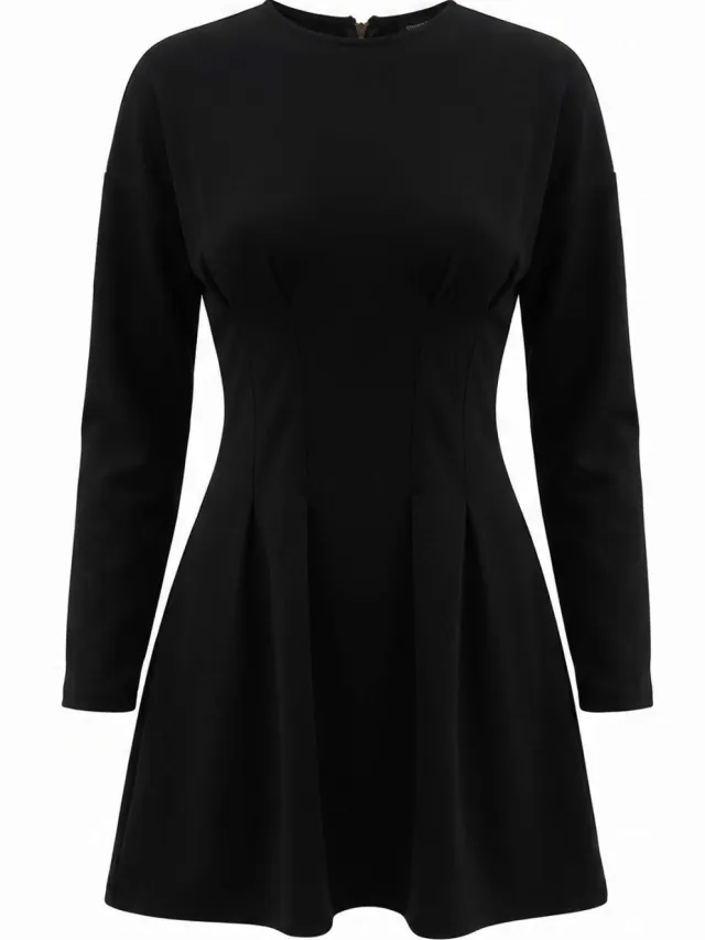 Trendyol TRENDYOLMİLLA Dames Zwart Effen Kort / Mini Lang Skater Jurken