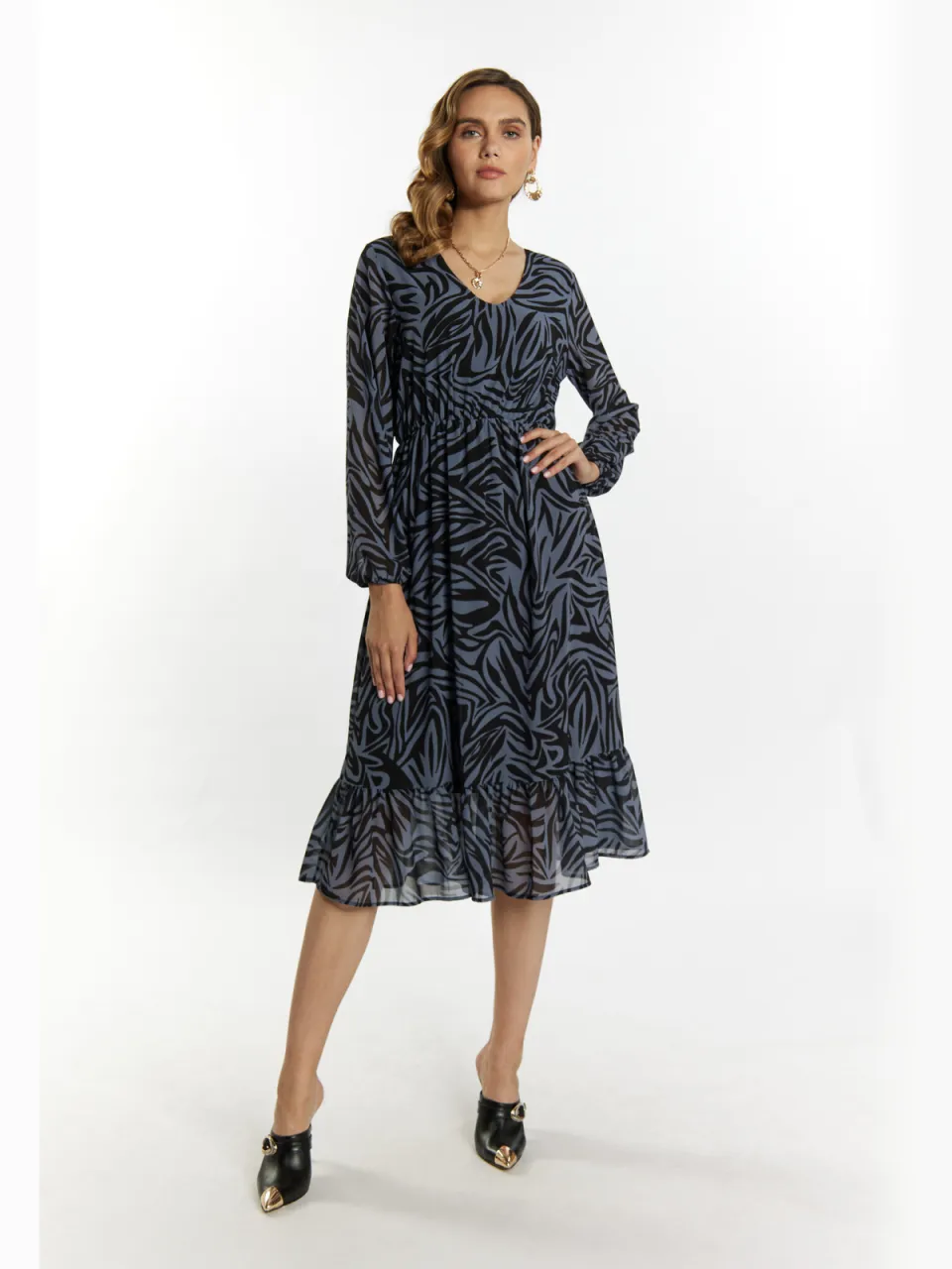 Faina Jurkje met zebraprint Dames grijs/zwart Zwart/Donkergrijs